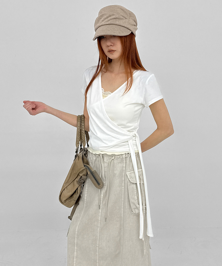 【カップ付き】レースクロップフリルキャミソール CREAM