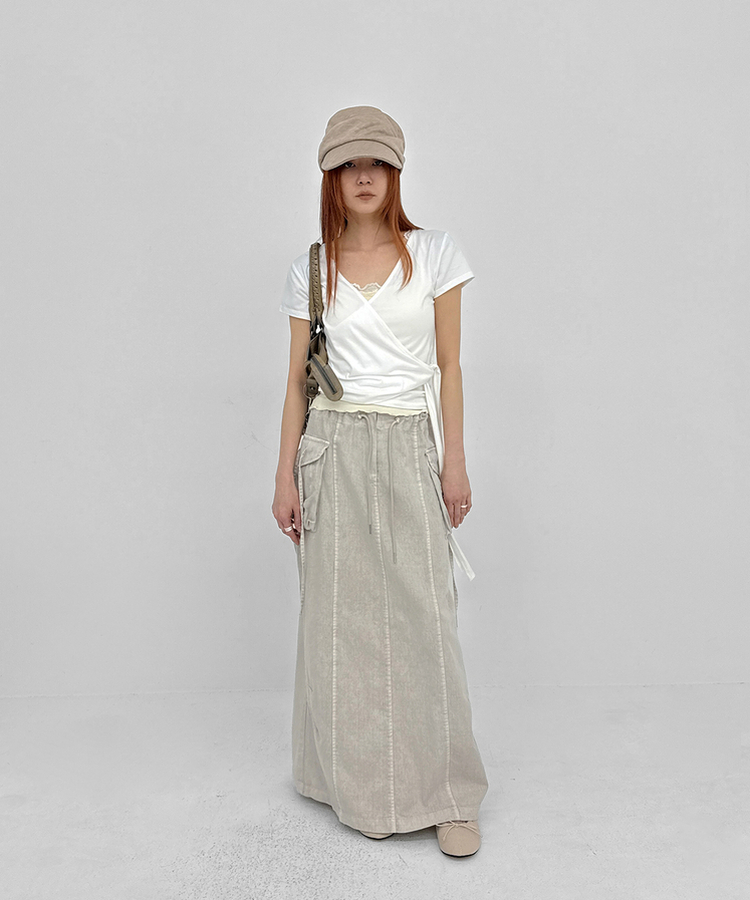 【カップ付き】レースクロップフリルキャミソール CREAM