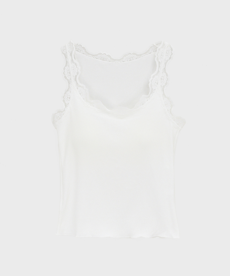 【カップ付き】レースクロップフリルキャミソール