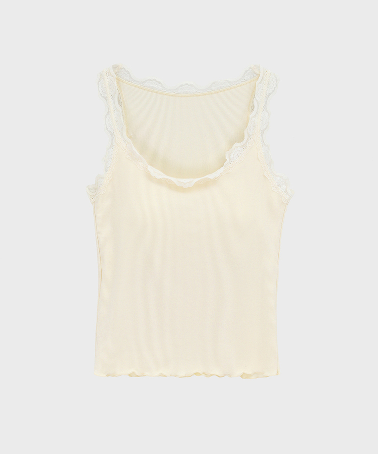 【カップ付き】レースクロップフリルキャミソール