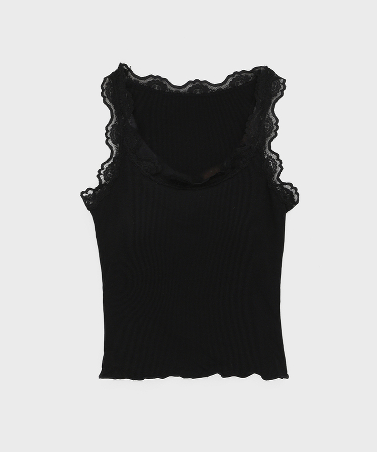 【カップ付き】レースクロップフリルキャミソール