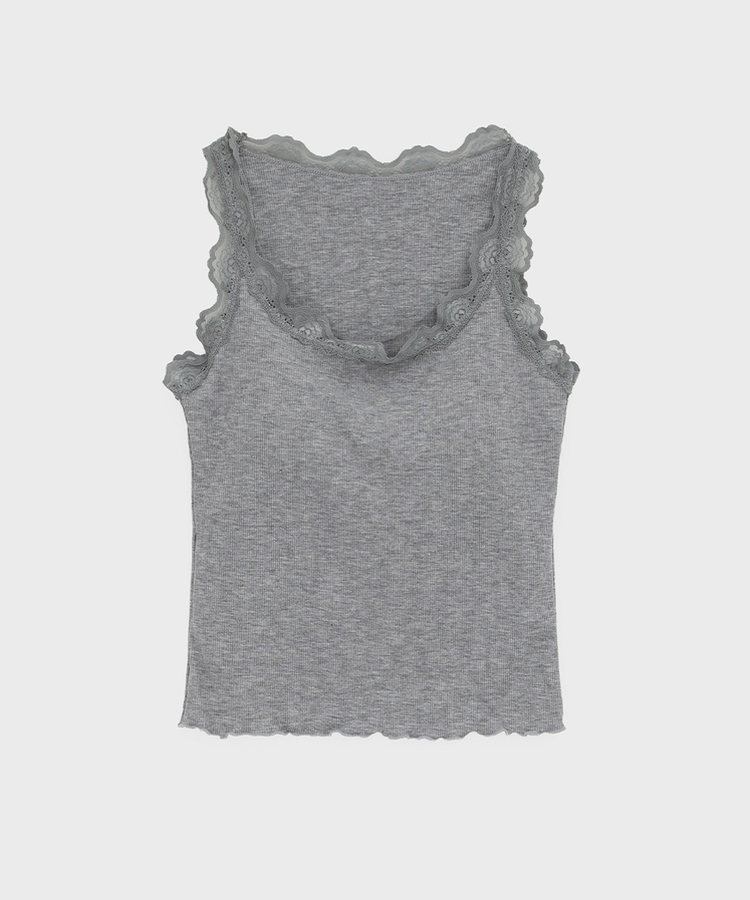 【カップ付き】レースクロップフリルキャミソール