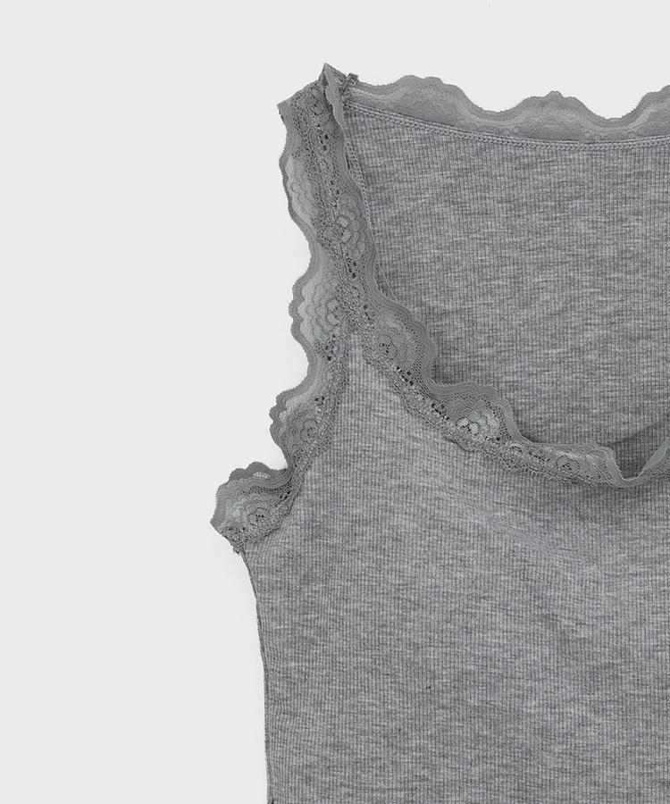 【カップ付き】レースクロップフリルキャミソール