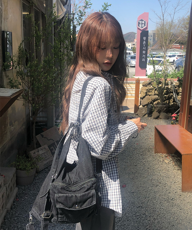 マルチポケットデニムクロスバック BLACK DENIM