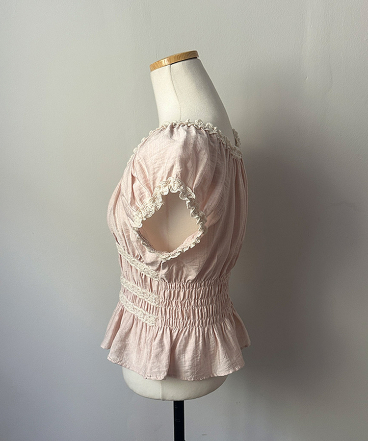 レースフリル半袖ブラウス