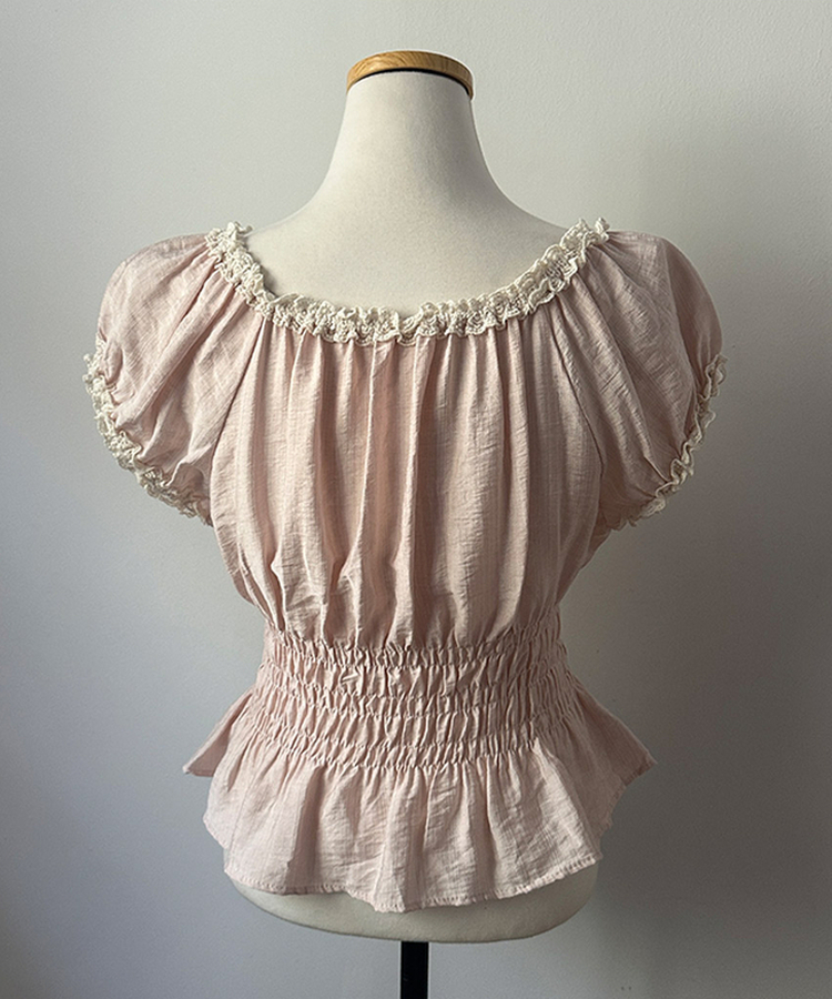 レースフリル半袖ブラウス