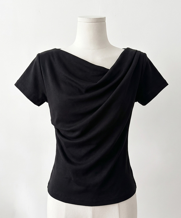 ドレープアンバランス半袖Tシャツ