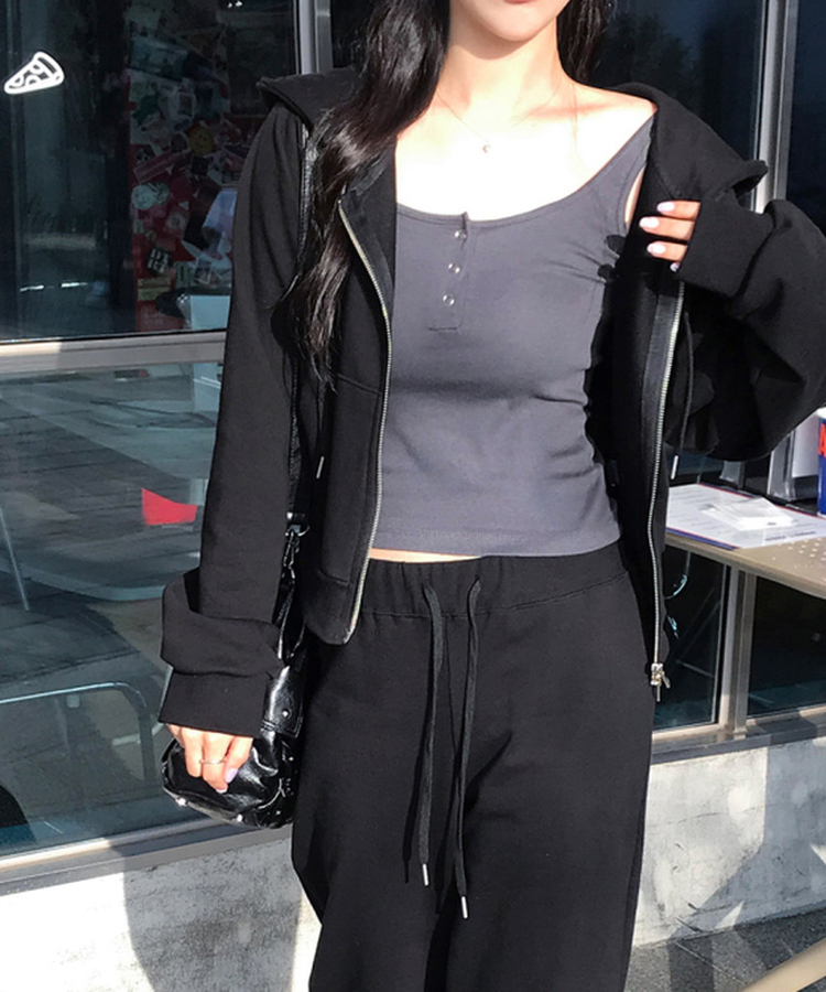 シンプルボタンストラップキャミソール CHARCOAL