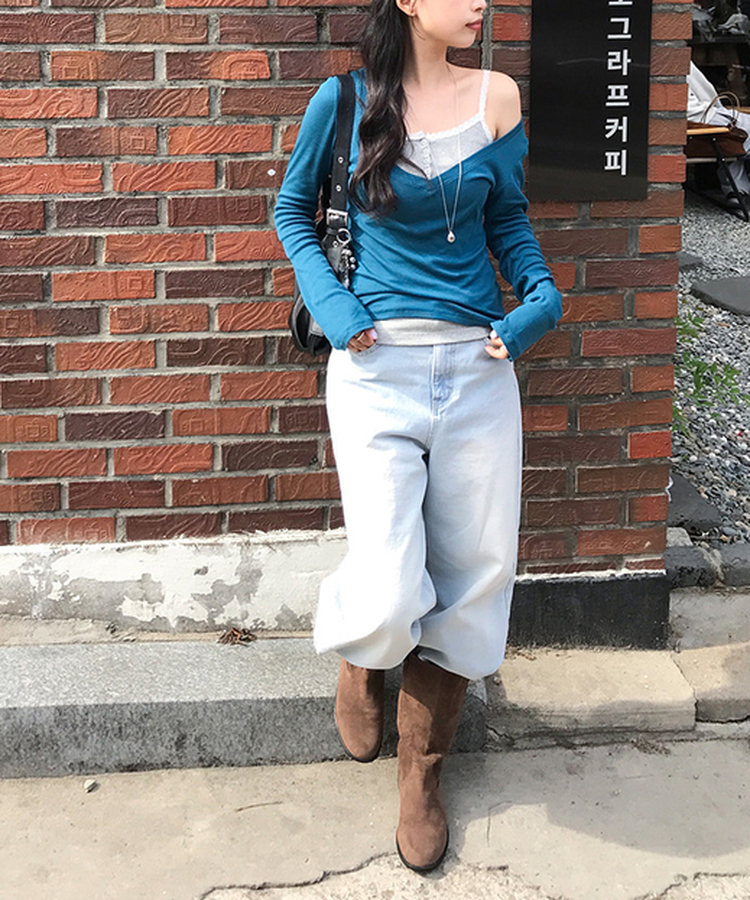 レーススリムボタンキャミソール MELANGE