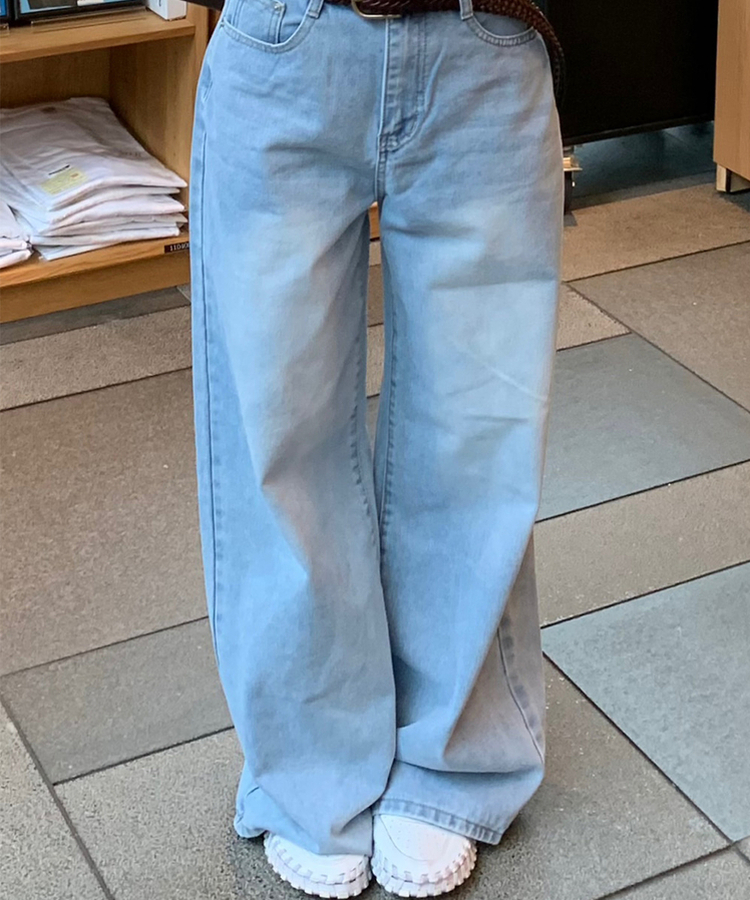 【丈別】ベーシックワイドデニムパンツ LIGHT BLUE