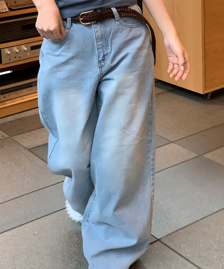 【丈別】ベーシックワイドデニムパンツ LIGHT BLUE