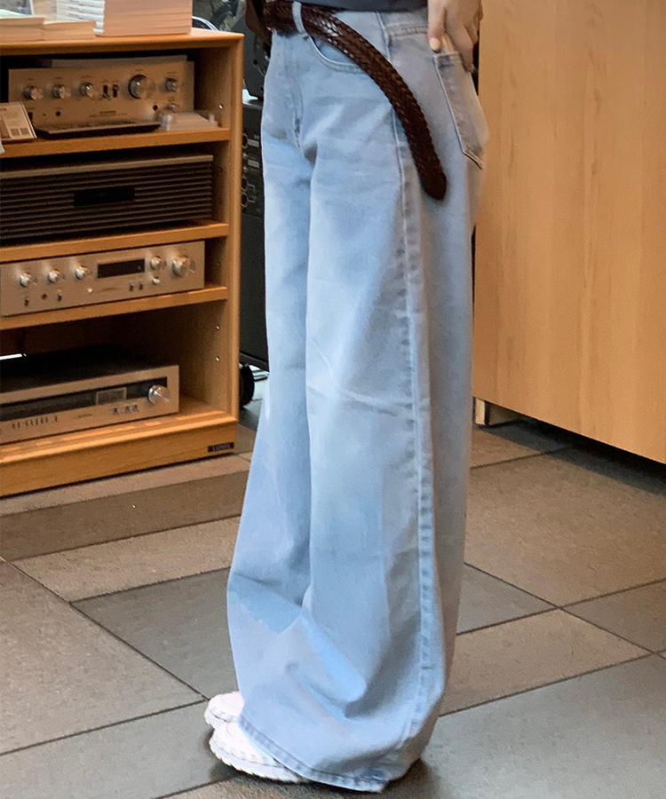 【丈別】ベーシックワイドデニムパンツ LIGHT BLUE