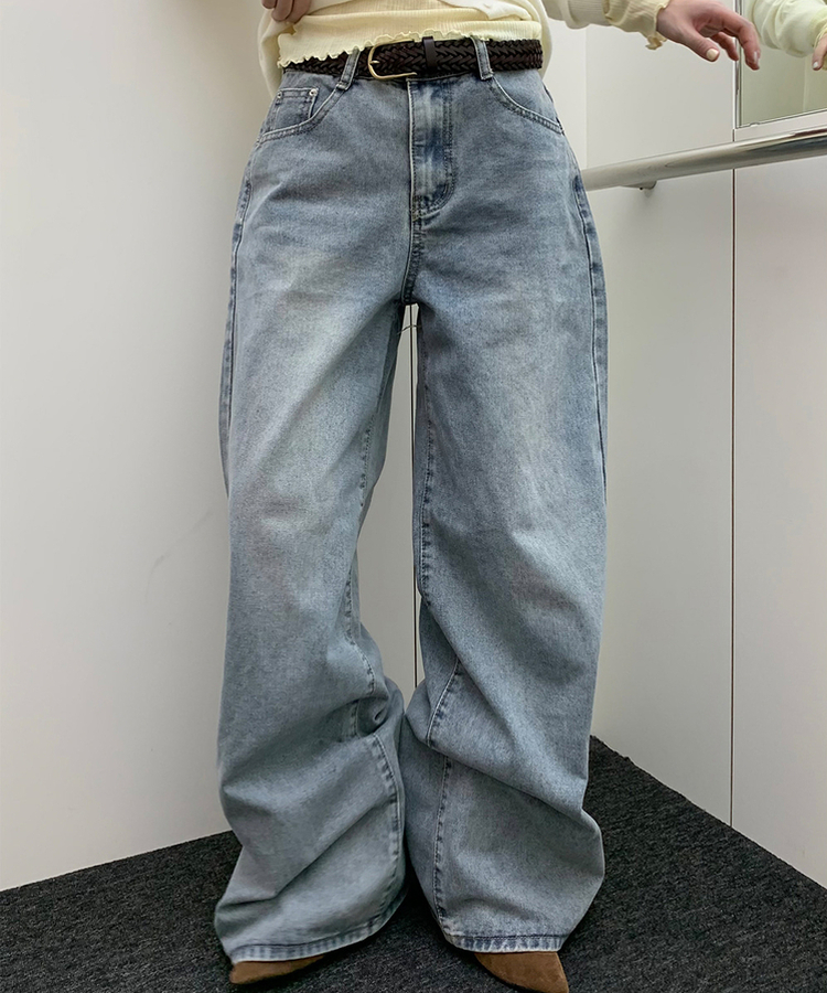 【丈別】ベーシックワイドデニムパンツ VINTAGE BLUE