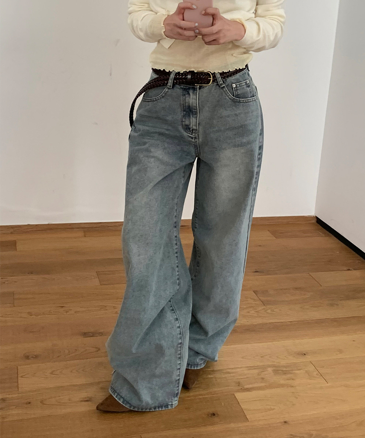 【丈別】ベーシックワイドデニムパンツ VINTAGE BLUE