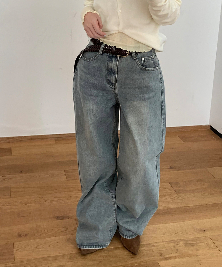 【丈別】ベーシックワイドデニムパンツ VINTAGE BLUE