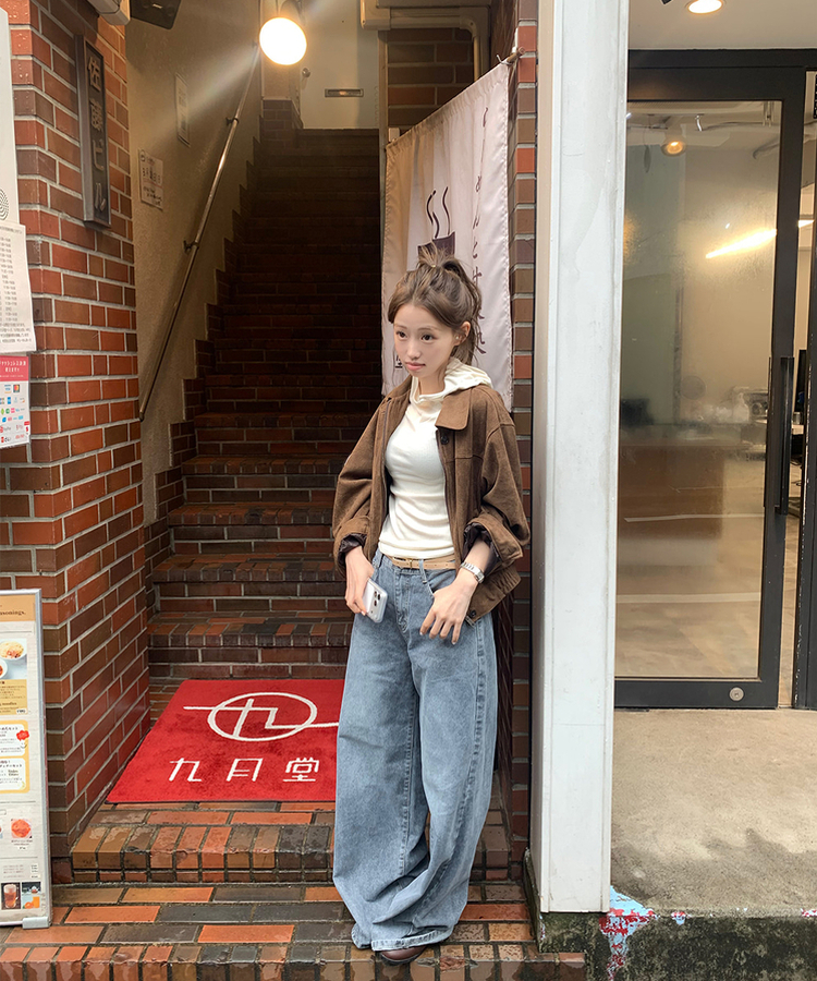 【丈別】ベーシックワイドデニムパンツ GREY