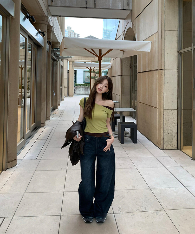 【丈別】ベーシックワイドデニムパンツ DEEP BLUE