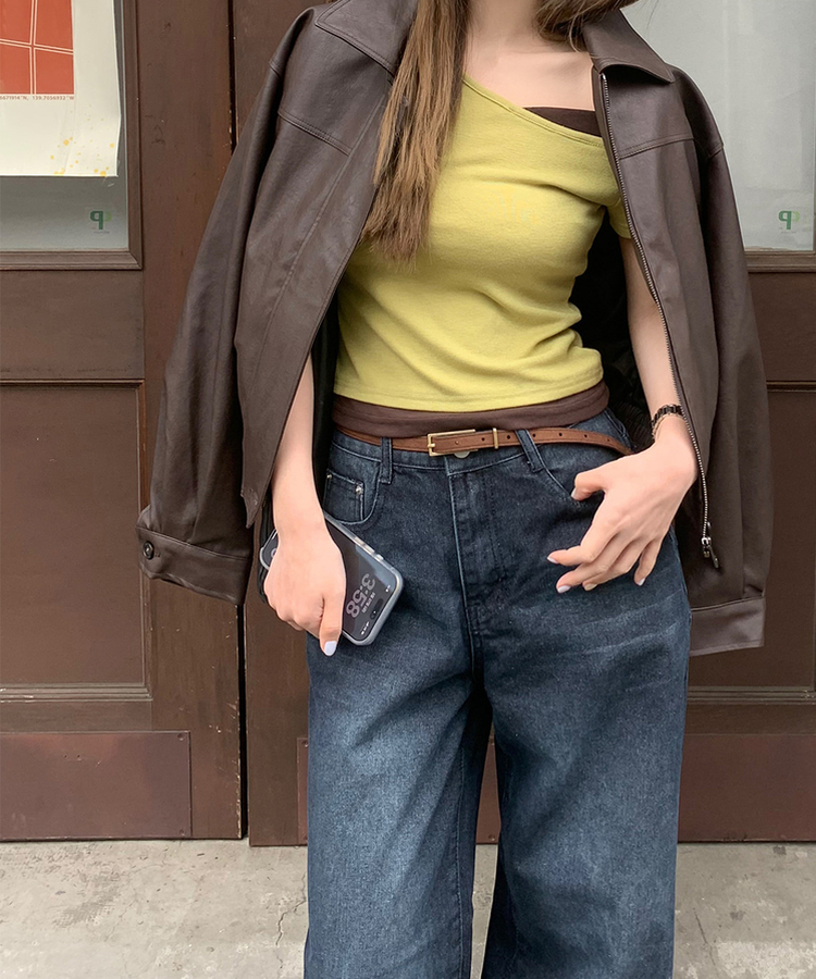 【丈別】ベーシックワイドデニムパンツ DEEP BLUE