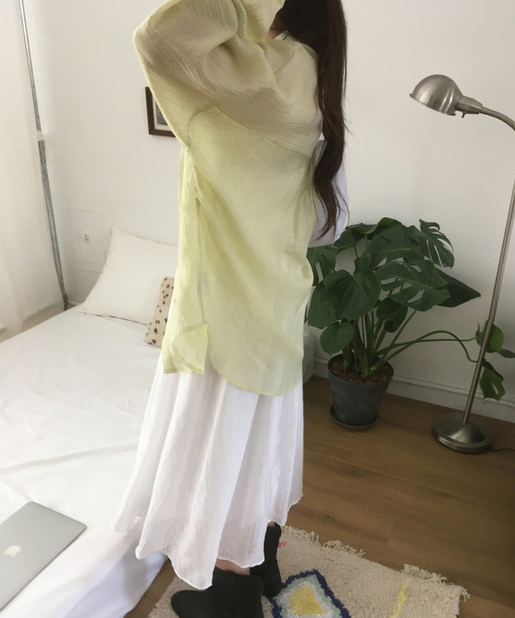 シャーリングレイヤードロングビスチェワンピース WHITE