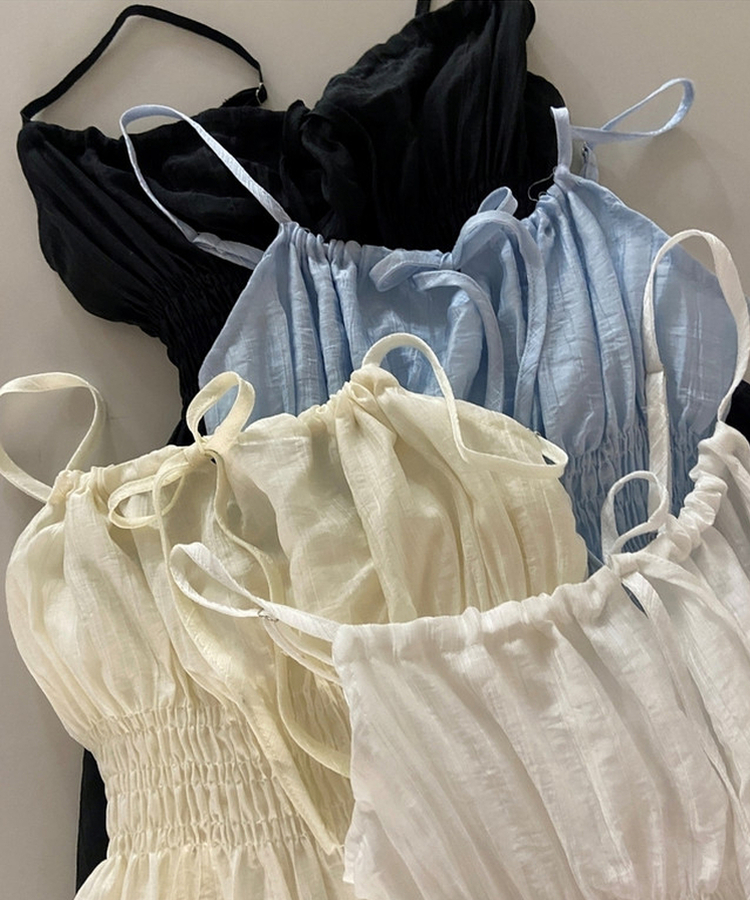 シャーリングレイヤードロングビスチェワンピース