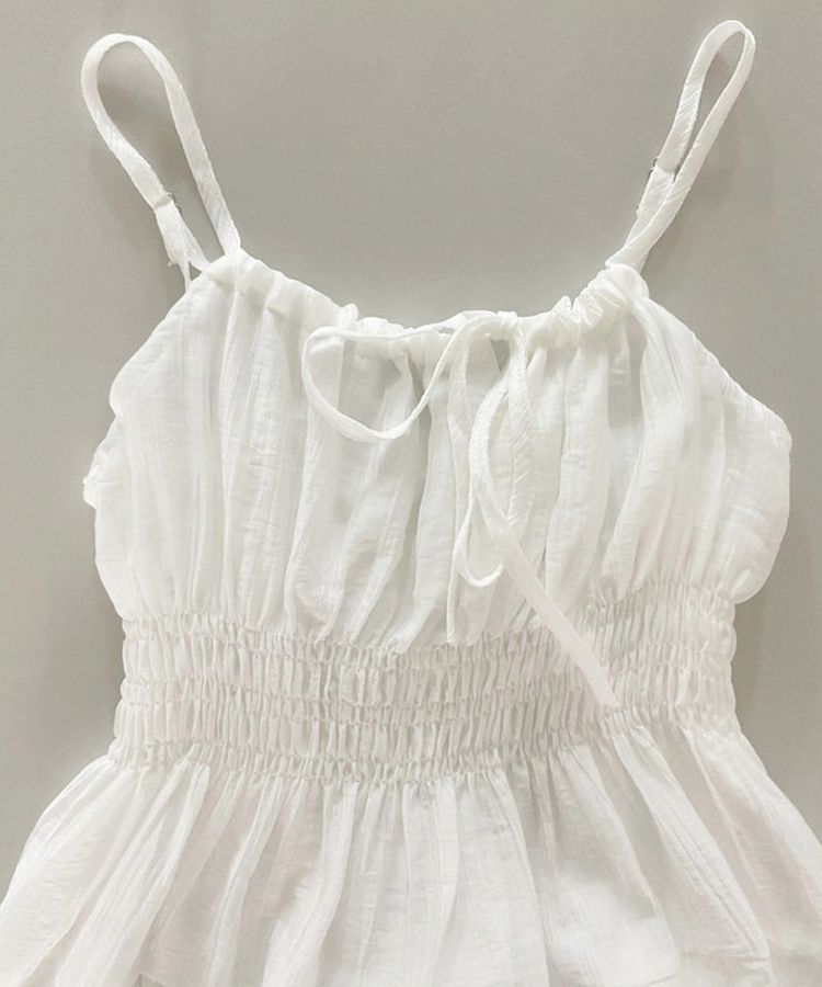 シャーリングレイヤードロングビスチェワンピース