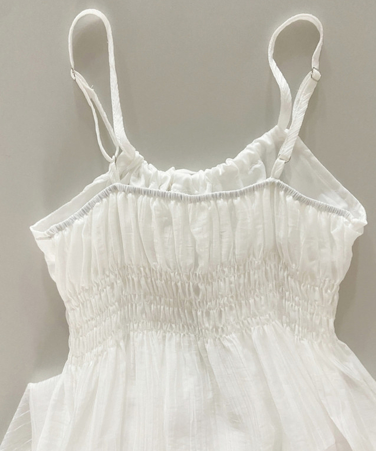 シャーリングレイヤードロングビスチェワンピース