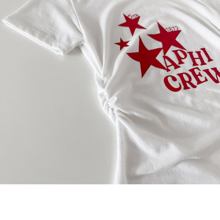 星プリントサイドシャーリング半袖Tシャツ(5color)