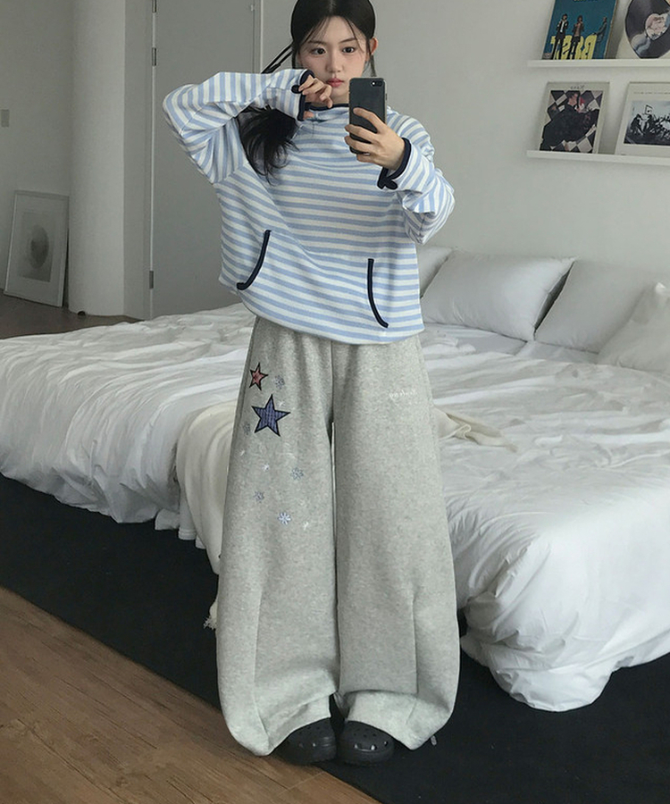 スターパッチワイドスリットトレーニングパンツ GREY