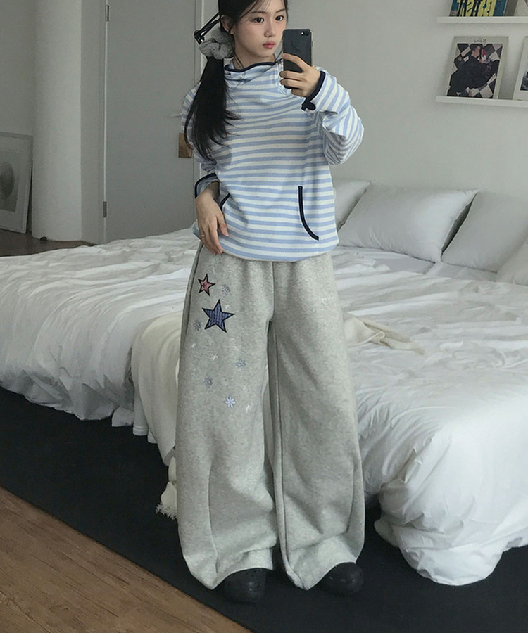 スターパッチワイドスリットトレーニングパンツ GREY