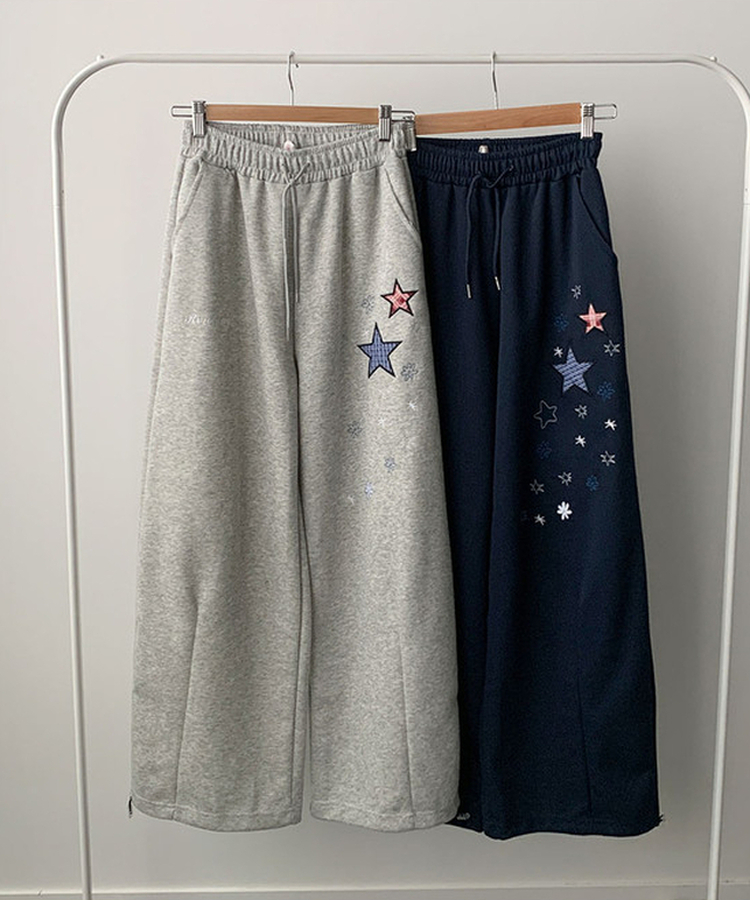 スターパッチワイドスリットトレーニングパンツ