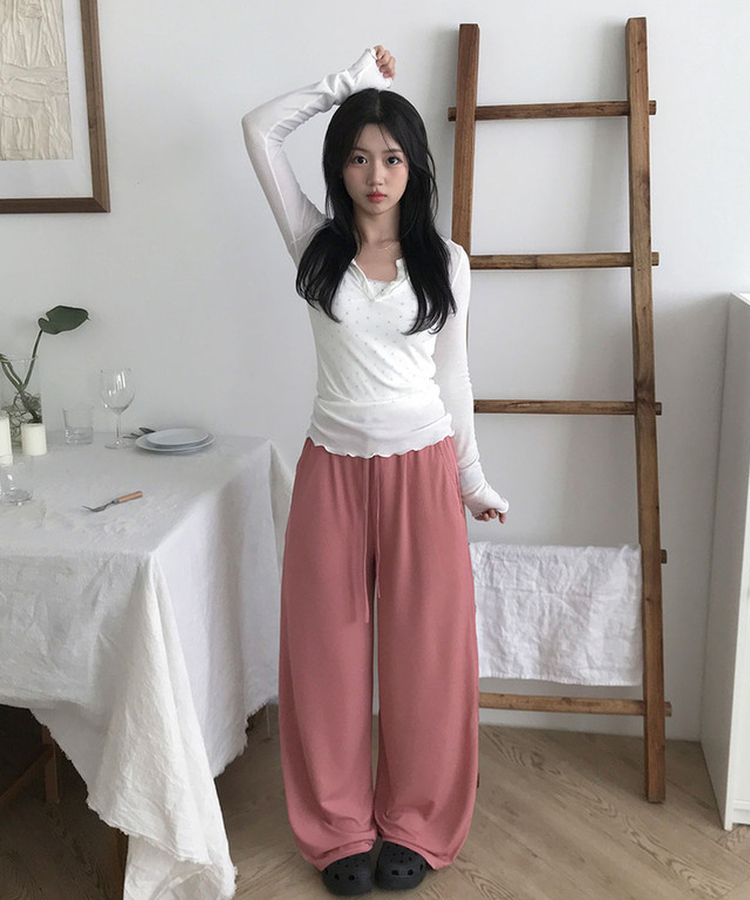 【丈別】バンディングワイドトレーニングパンツ(6color) PINK