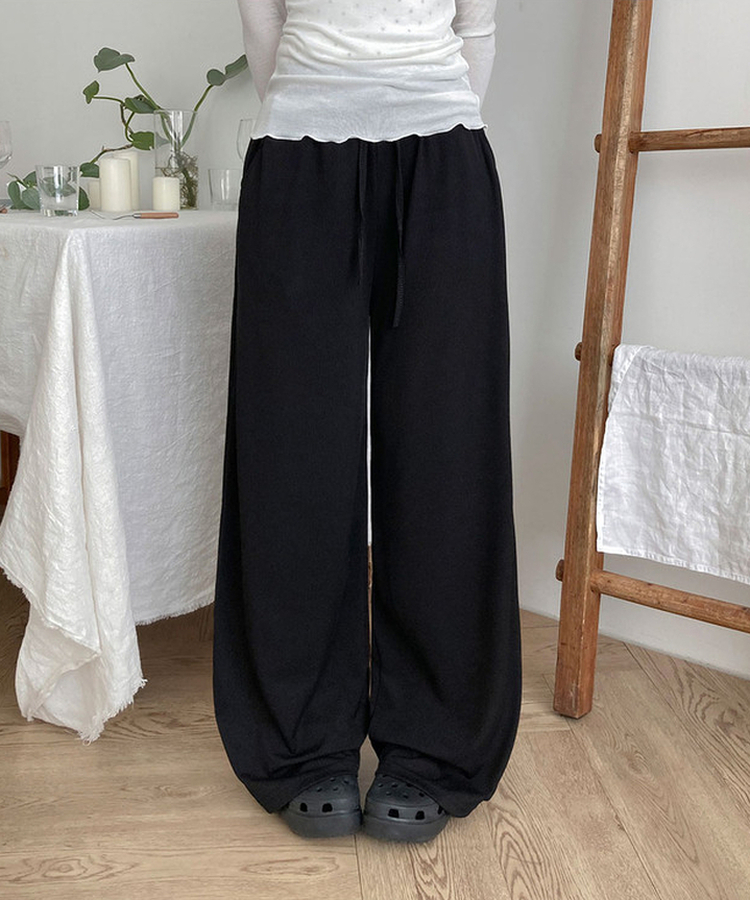 【丈別】バンディングワイドトレーニングパンツ(6color) BLACK