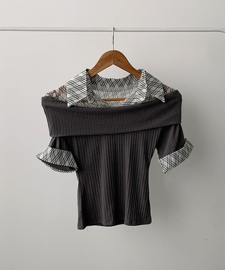 レイヤードチェック半袖シャツ