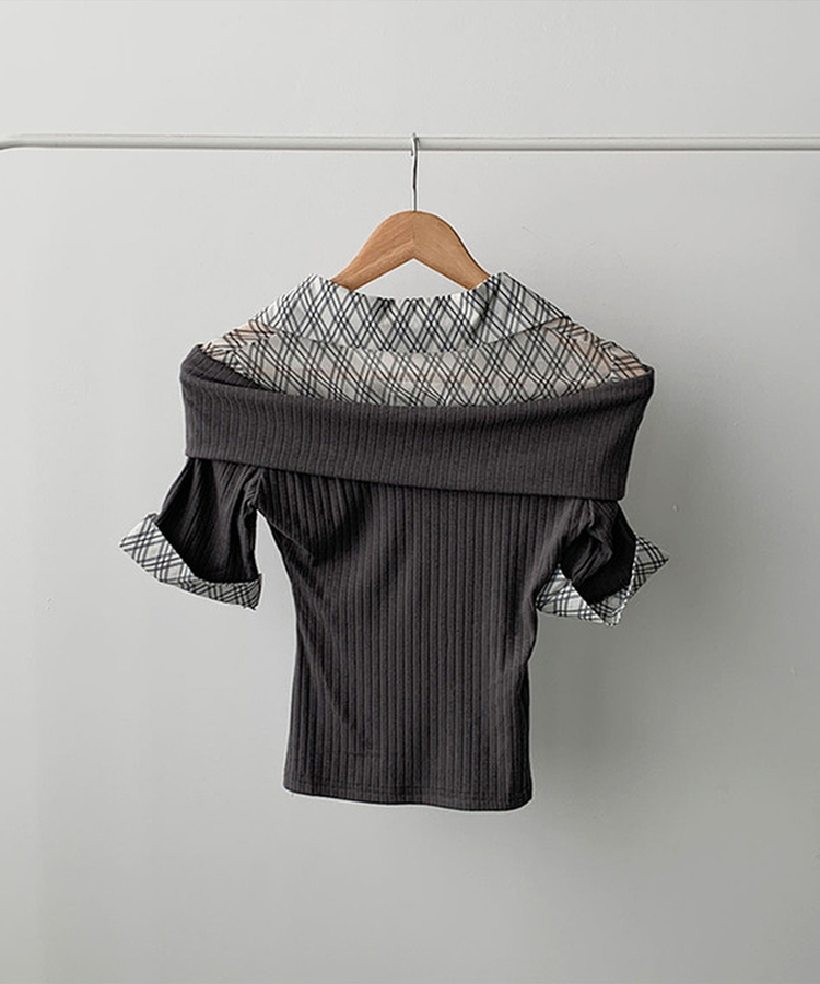 レイヤードチェック半袖シャツ