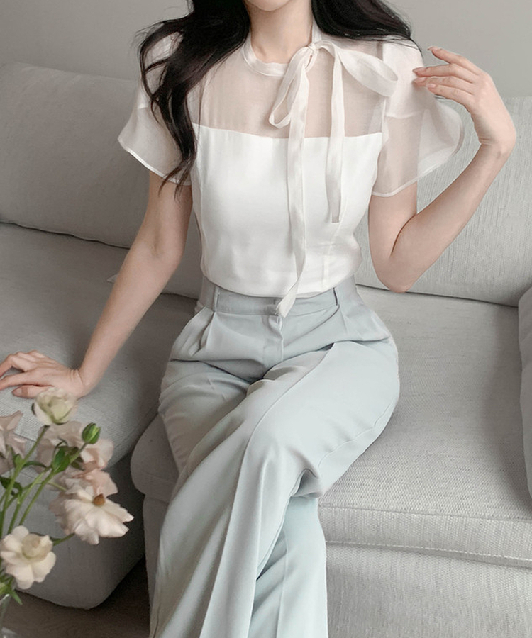 フェミニンシースルーブラウス IVORY