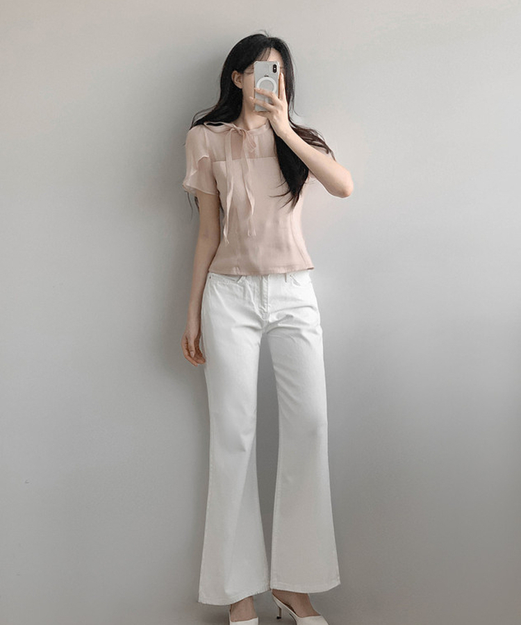 フェミニンシースルーブラウス PINK