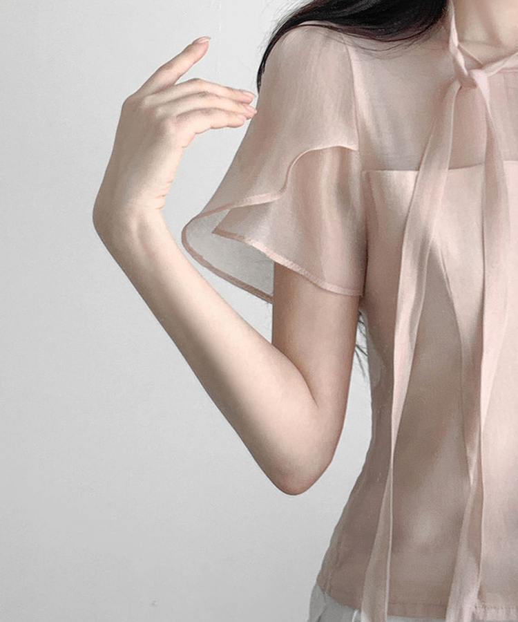 フェミニンシースルーブラウス PINK