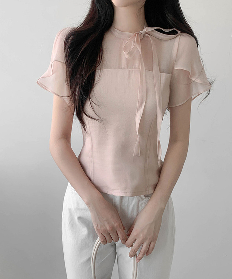 フェミニンシースルーブラウス PINK