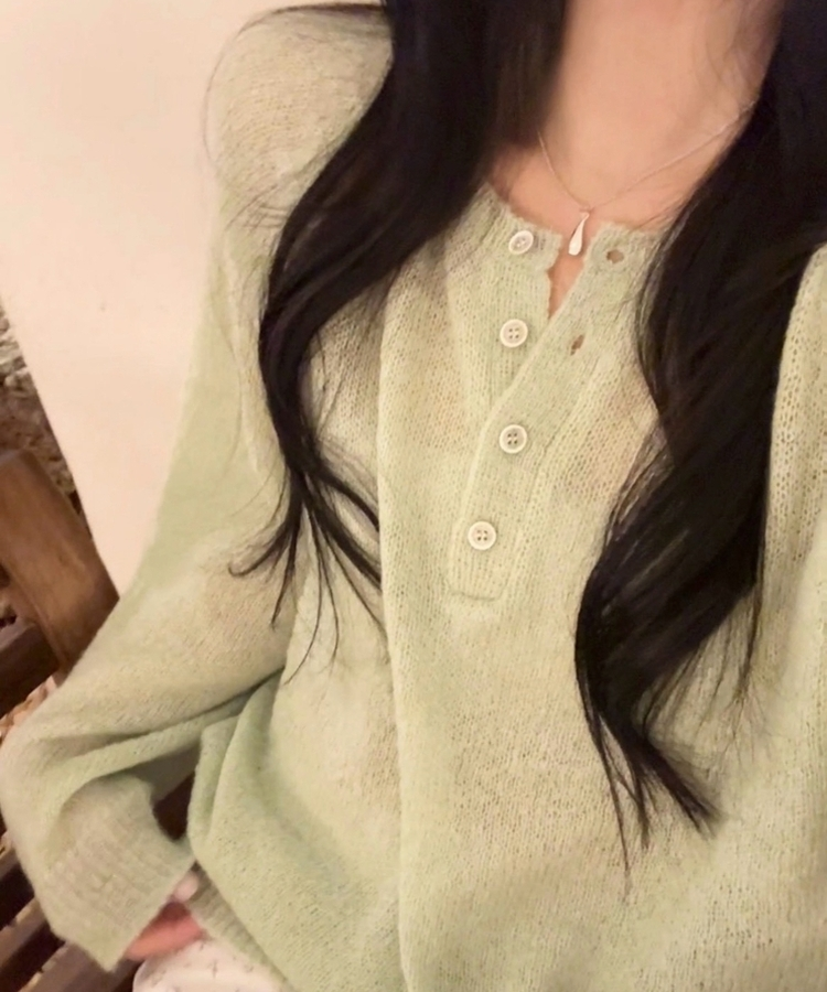 ボタンラウンドニット(9color) MINT