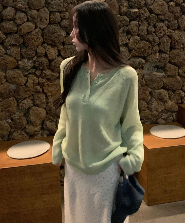 ボタンラウンドニット(9color) MINT