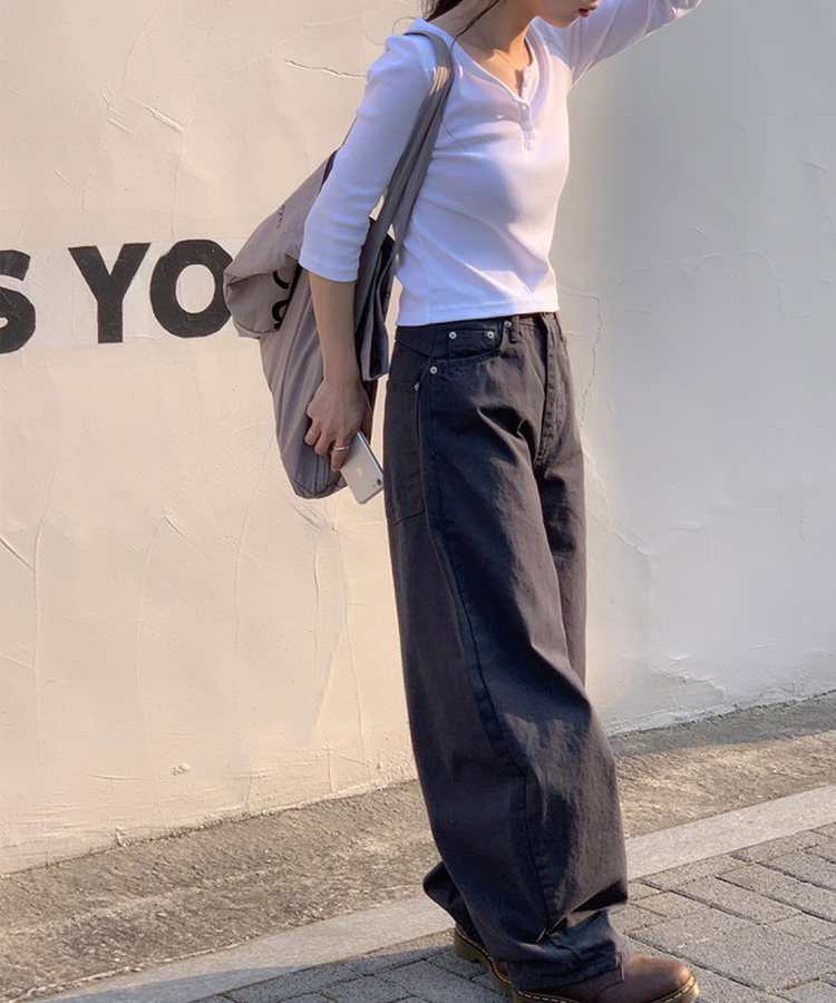 アイレットカーブドコットンパンツ CHARCOAL