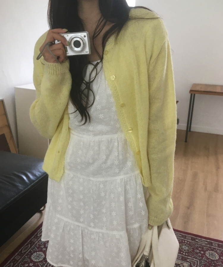 レースラウンドニットカーディガン(6color) YELLOW