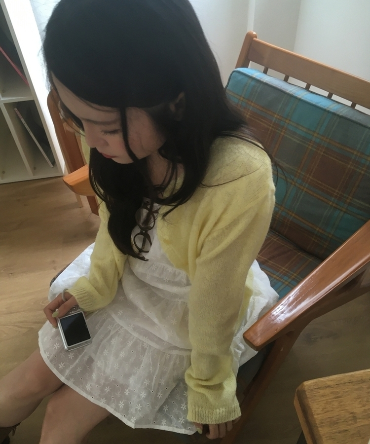 レースラウンドニットカーディガン(6color) YELLOW