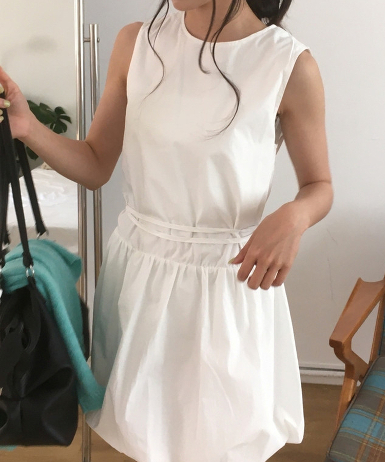 バルーンノースリーブミニワンピース WHITE