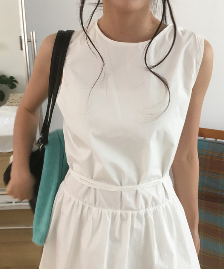 バルーンノースリーブミニワンピース WHITE