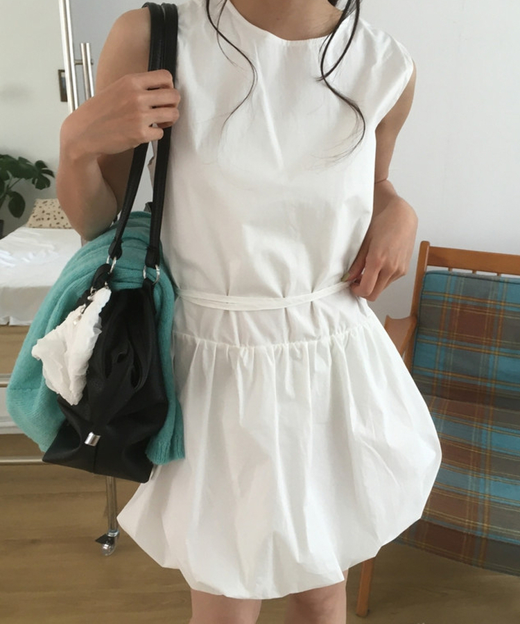 バルーンノースリーブミニワンピース WHITE