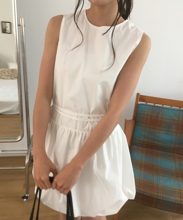 バルーンノースリーブミニワンピース WHITE