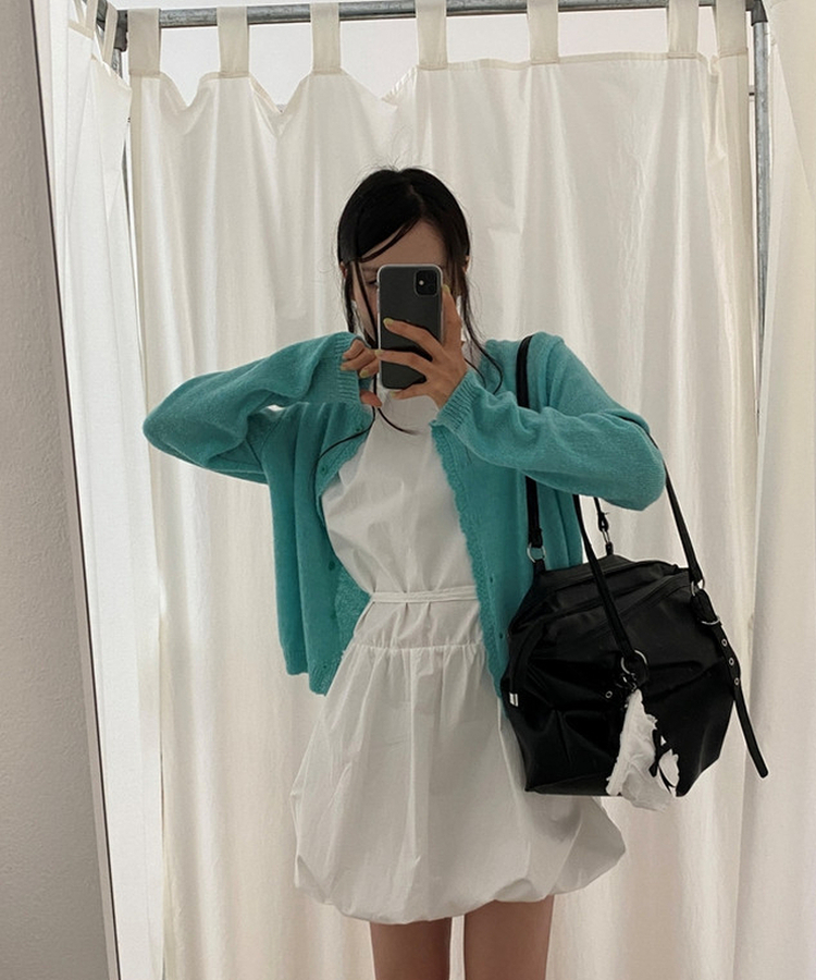 バルーンノースリーブミニワンピース WHITE