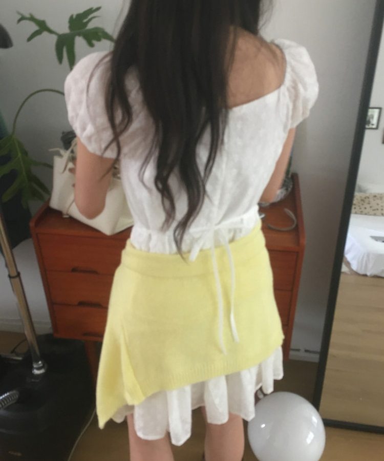 パフフラワーパンチングミディワンピース WHITE