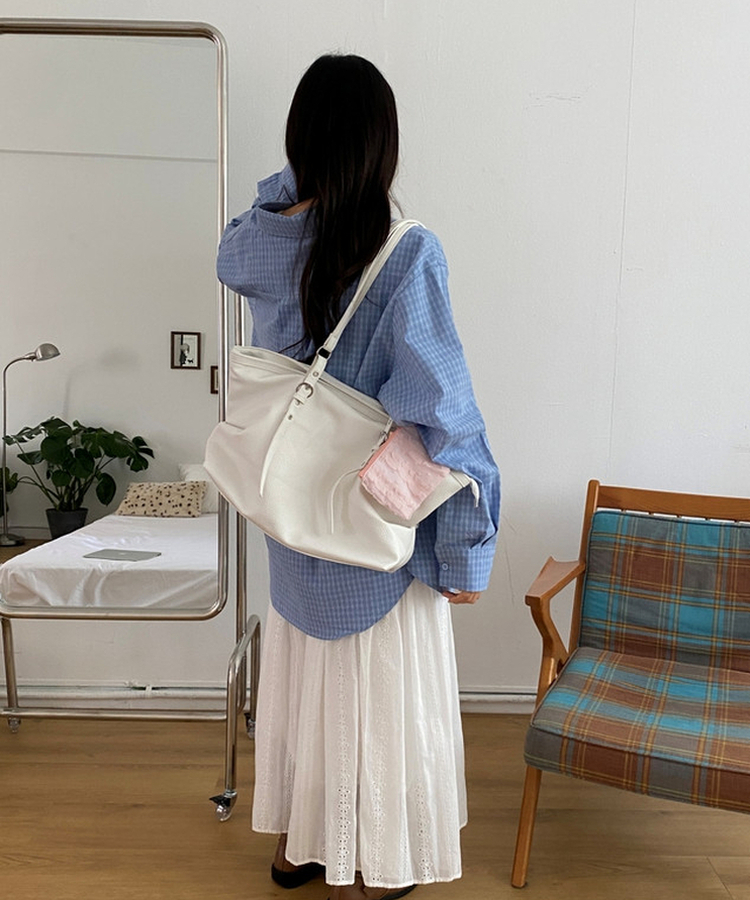 バンディングパンチレースコットンロングスカート WHITE